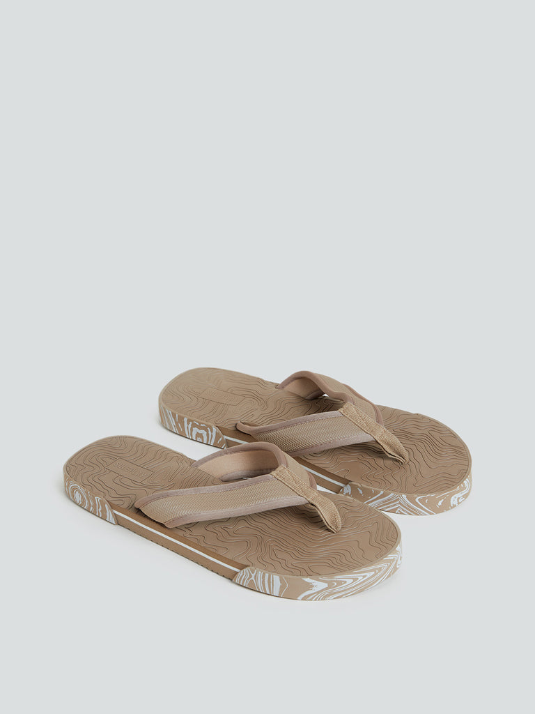 SOLEPLAY Beige Wavy Pattern Flip Flops